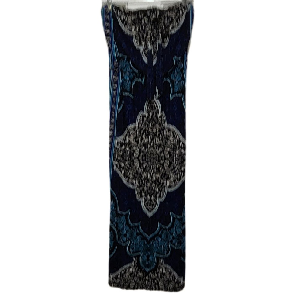 White House Black Market Blue Medallion Strapless Maxi Dress XS Boho Geometric